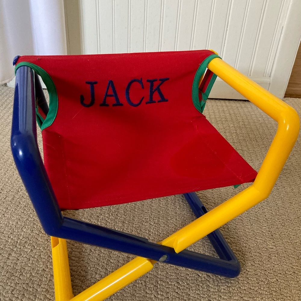Age 1-3 foldable director’s chair customized for a baby Jack.